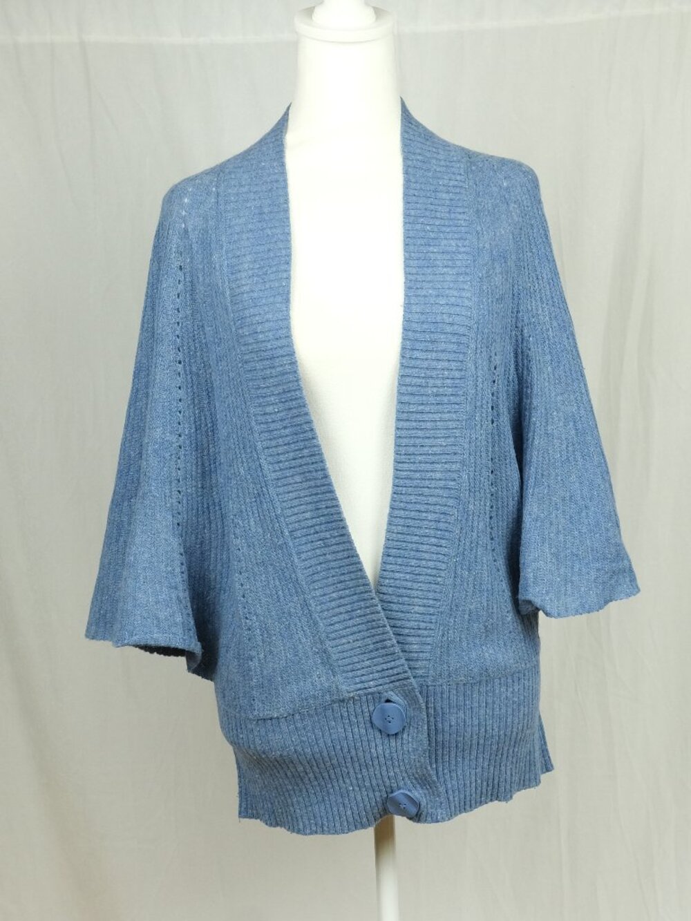 Moth Batwing Sweater Blue Wool Blend Boho Medium